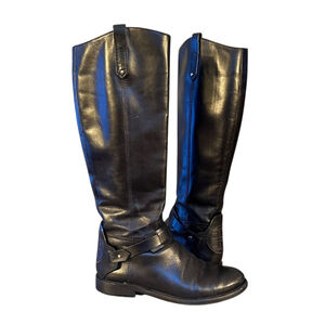 TORY BURCH Women Black Leather Tall Riding Boots Galleon US 7 M Derby Equestrian